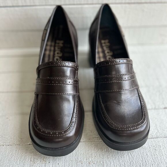 Mudd Kapfer Brown Leather Chunky Heeled Y2K Loafers size 8 - Picture 1 of 10